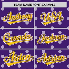 Purple White Polka Dot Graffiti Authentic Baseball Jersey 3