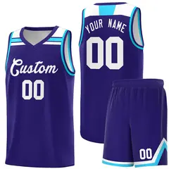 Purple White-Powder Blue Classic Basketball Jersey