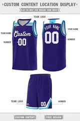 Purple White-Powder Blue Classic Basketball Jersey 2