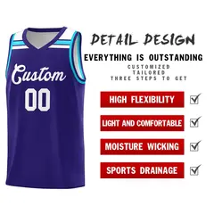 Purple White-Powder Blue Classic Basketball Jersey 4