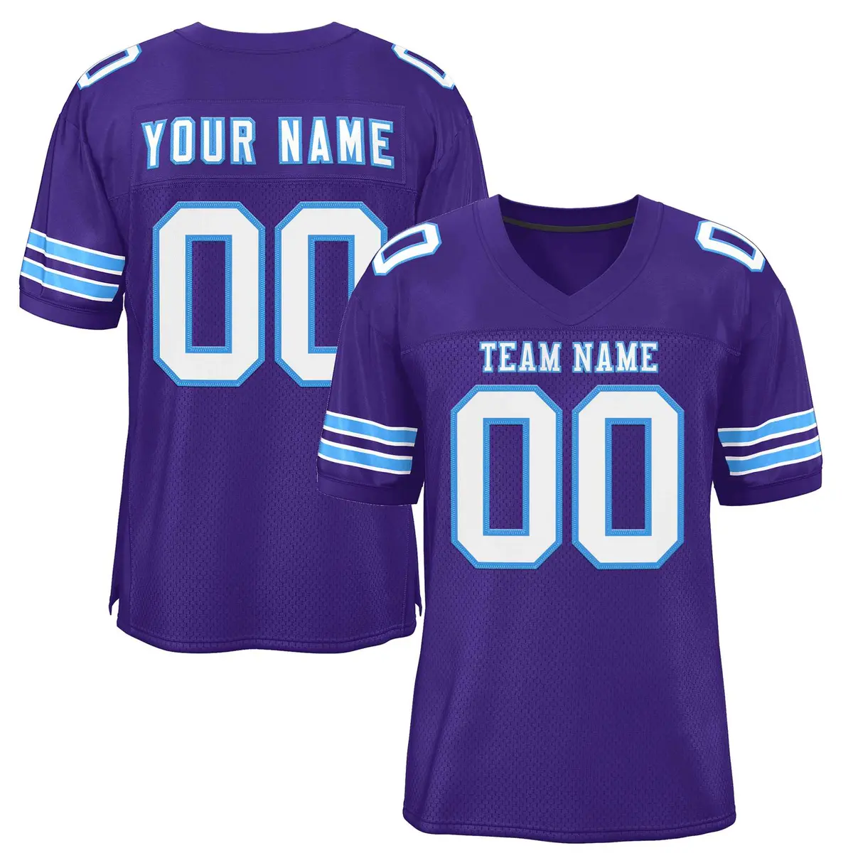Purple White-Powder Blue Football Jersey