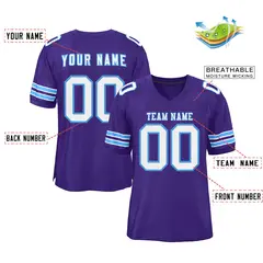 Purple White-Powder Blue Football Jersey 2