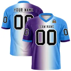 Purple White-Powder Blue Gradient Football Jersey 1