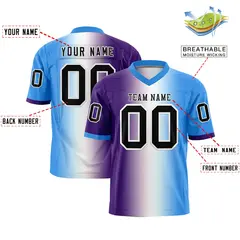 Purple White-Powder Blue Gradient Football Jersey 2