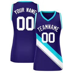 Women's Purple White-Powder Blue Slash Mesh Basketball Jersey 1