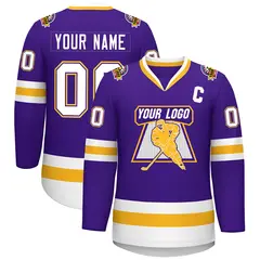 Purple White Purple-Gold Classic Style Hockey Jersey 1