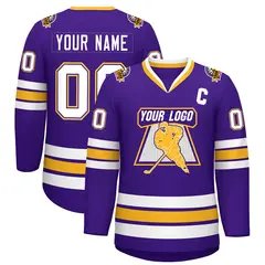 Purple White Purple-Gold Classic Style Hockey Jersey