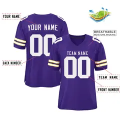 Purple White-Purple Mesh Football Jersey 2