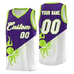 Purple White Radiant Sun Two Tone Athletic Basketball Jersey 1
