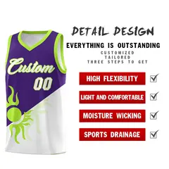 Purple White Radiant Sun Two Tone Athletic Basketball Jersey 3