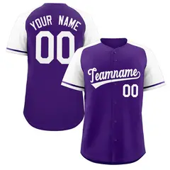 Purple White Raglan Sleeves Authentic Baseball Jersey
