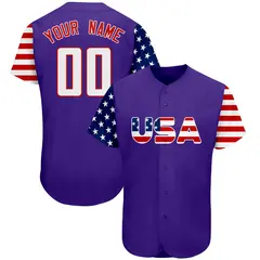 Purple White-Red American Flag Baseball Jersey