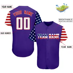 Purple White-Red American Flag Baseball Jersey 2