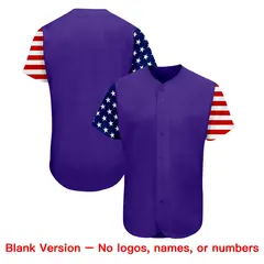 Purple White-Red American Flag Baseball Jersey 7
