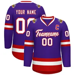 Purple White-Red Classic Hockey Jersey 1