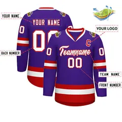 Purple White-Red Classic Hockey Jersey 2