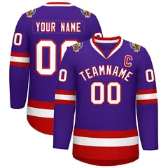 Purple White-Red Classic Hockey Jersey