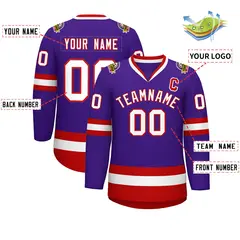 Purple White-Red Classic Hockey Jersey 2