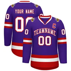 Purple White-Red Classic Hockey Jersey 1
