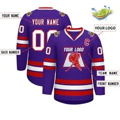 Purple White-Red Classic Hockey Jersey 2