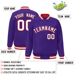 Purple White-Red Full-Snap Varsity Letterman Jacket 2