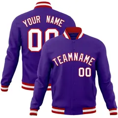 Purple White-Red Full-Snap Varsity Letterman Jacket 1