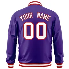 Purple White-Red Varsity Full-Zip Letterman Bomber Jacket 4