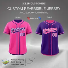 Purple White Reversible Baseball Jersey Moisture-Wicking 2