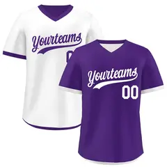 Purple White Reversible Pullover Baseball Jersey 1