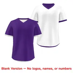 Purple White Reversible Pullover Baseball Jersey 9