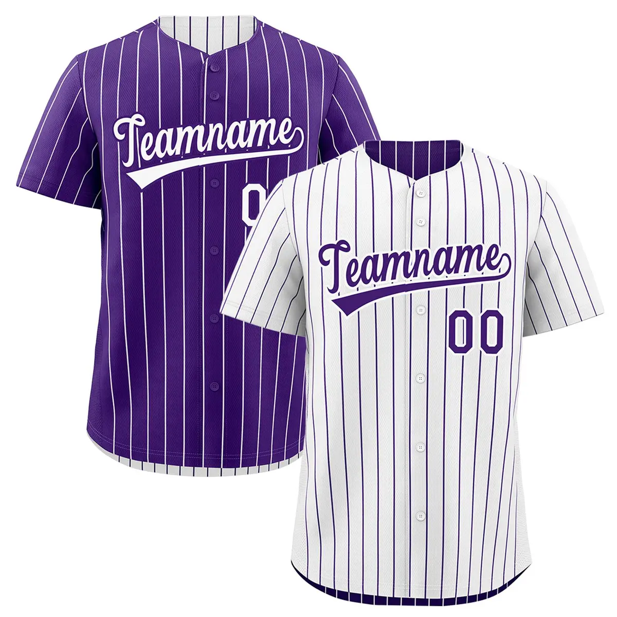Purple White Reversible Stripe Baseball Jersey