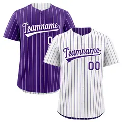 Purple White Reversible Stripe Baseball Jersey
