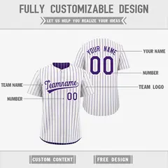 Purple White Reversible Stripe Baseball Jersey 3