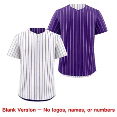Purple White Reversible Stripe Baseball Jersey 8