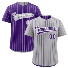 Purple White Reversible Stripe Baseball Jersey