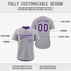 Purple White Reversible Stripe Baseball Jersey 3