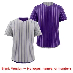 Purple White Reversible Stripe Baseball Jersey 8
