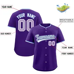 Purple White Royal Classic Baseball Uniform 2
