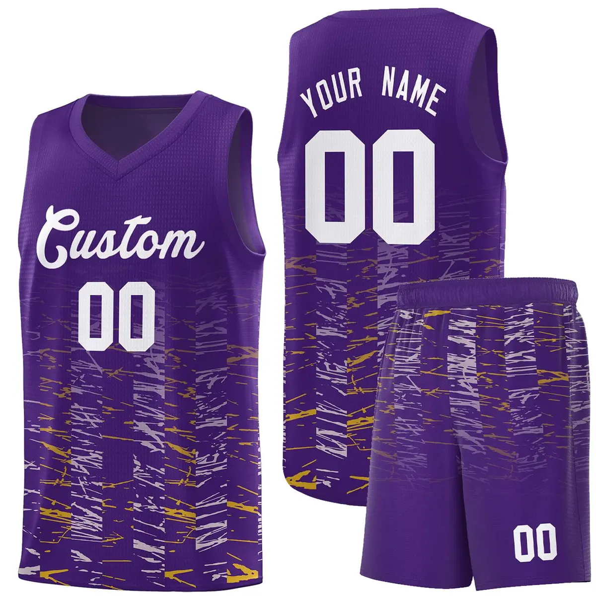 Purple White Scratches Pattern Basketball Jersey