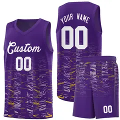 Purple White Scratches Pattern Basketball Jersey 1