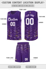 Purple White Scratches Pattern Basketball Jersey 2