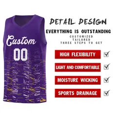 Purple White Scratches Pattern Basketball Jersey 4