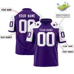 Purple White Shoulder Star Pattern Flag Football Jersey 2