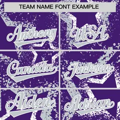 Purple White Silver Graffiti Star Ink Texture Baseball Jersey 3
