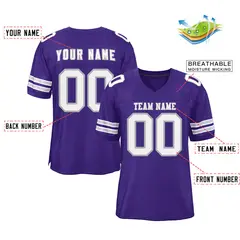 Purple White-Silver Mesh Football Jersey 4