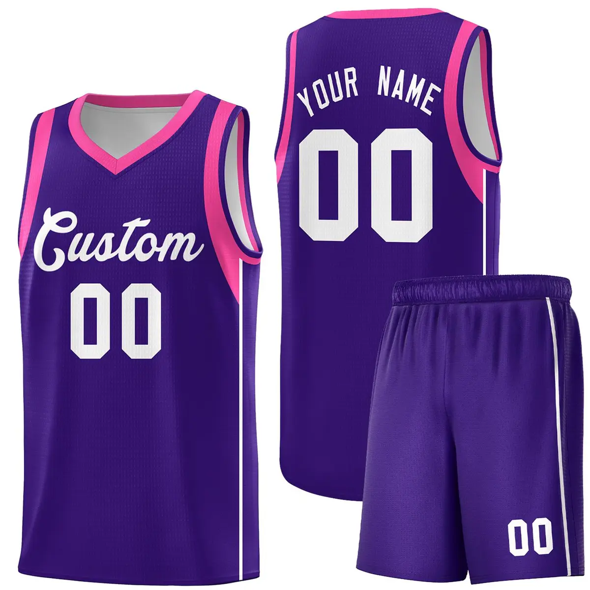 Purple White Sleeve Color Blocking Classic Basketball Jersey