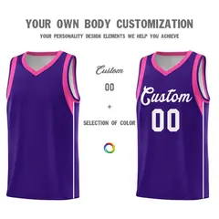 Purple White Sleeve Color Blocking Classic Basketball Jersey 3