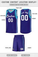 Purple White Sleeve Color Blocking Classic Basketball Jersey 2