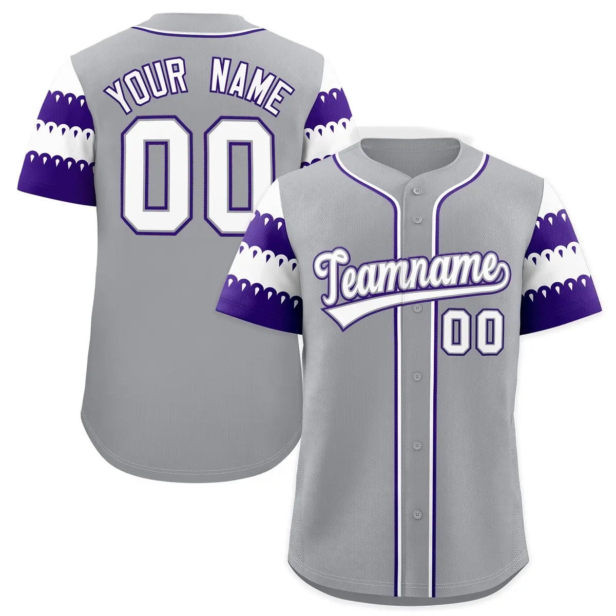 Purple White Sleeve Flag Lace Baseball Jersey