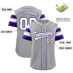 Purple White Sleeve Flag Lace Baseball Jersey 2